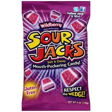 Sour Jacks Candy Sour Wildberry 5 oz., PK12 12529